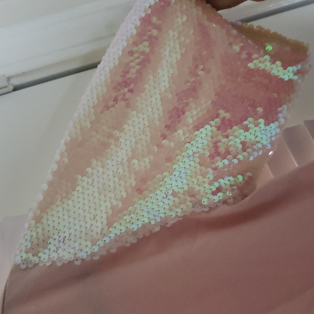 Why Dress Sequin Sleeve Screen Printed T-Shirt Pink- Small - Picture 14 of 15